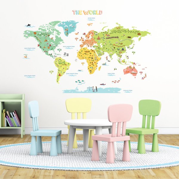 Интерьерные наклейки карта
