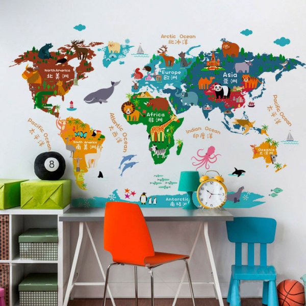 Наклейка карта мира