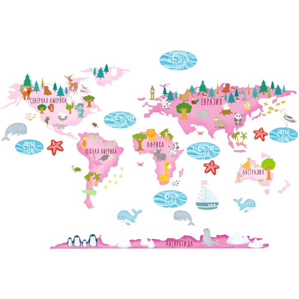 Детская карта мира на стену
