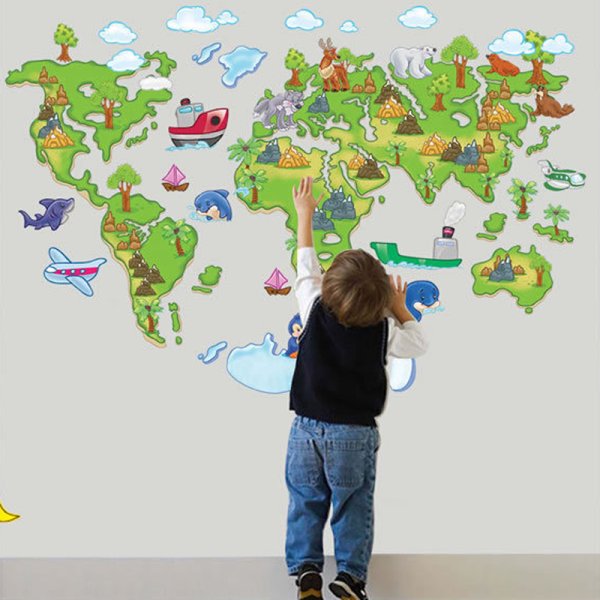 Наклейка карта для детей с животными