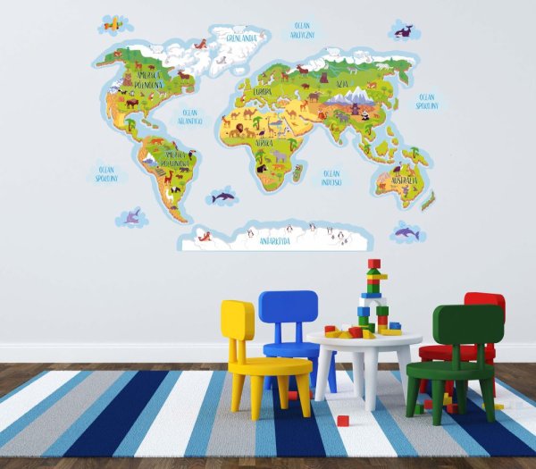 Географическая карта на стену для детей
