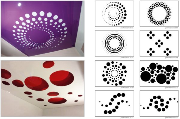 Перфорированные кругами натяжные потолки