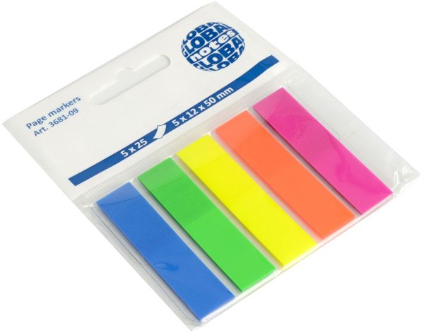 Global Notes блок-закладка с липким слоем стрелки 5 цветов по 25 л, 25х45 мм