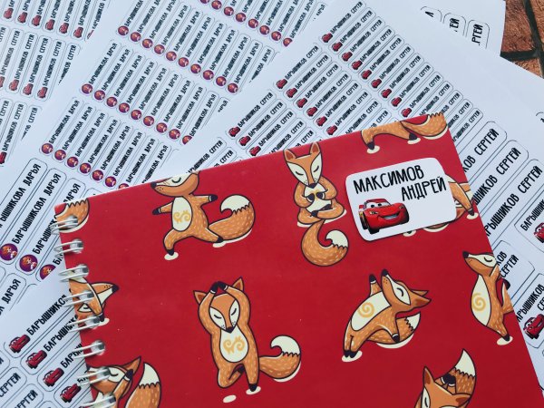 Наклейки на предметы в школу именные