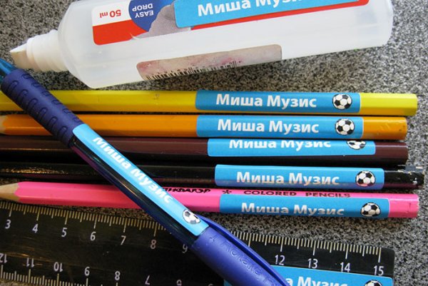 Наклейки на канцтовары в школу