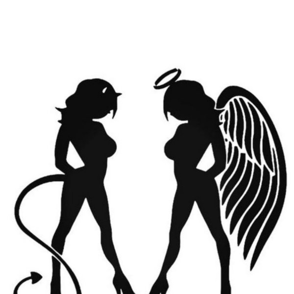 Силуэт ангела и демона