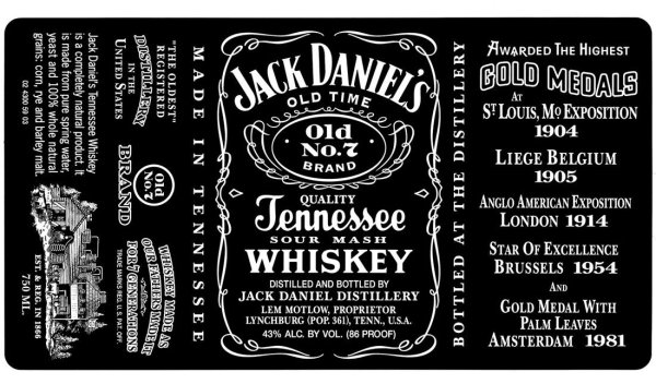 Этикетка виски Джек Дэниэлс