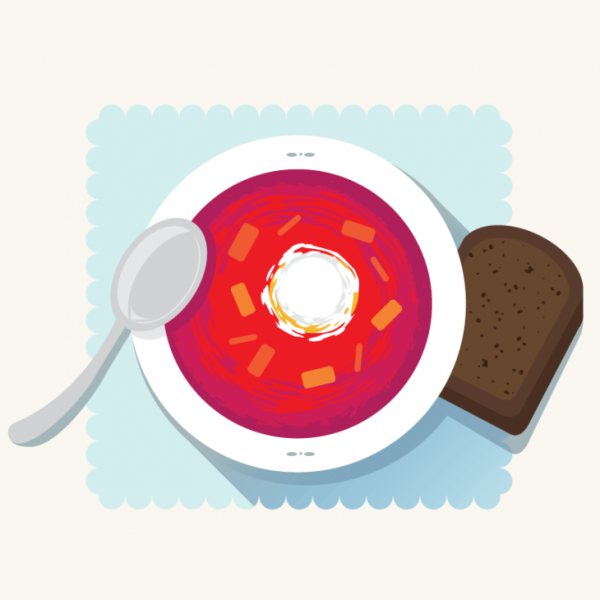 Борщ в кастрюле