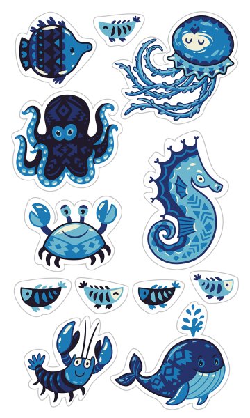 Морские обитатели в наклейках