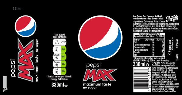 Этикетка пепси Макс