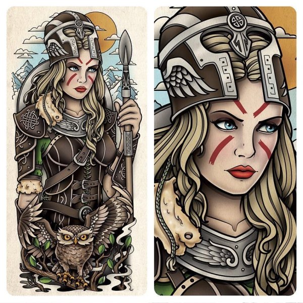 Валькирия знак тату эскиз