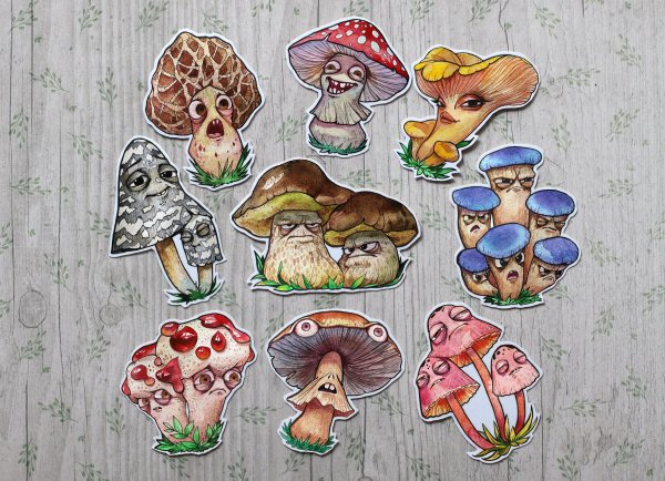 Наклейки грибочки