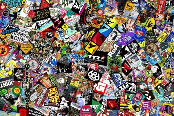 Много наклеек на листе а4