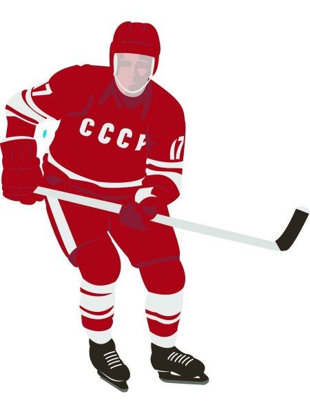 Силуэт хоккеиста для наклейки