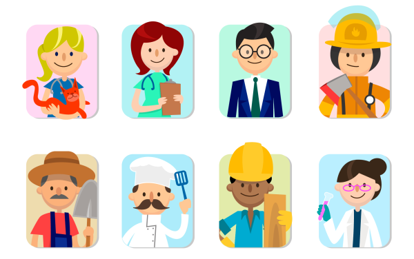 Профессии с наклейками