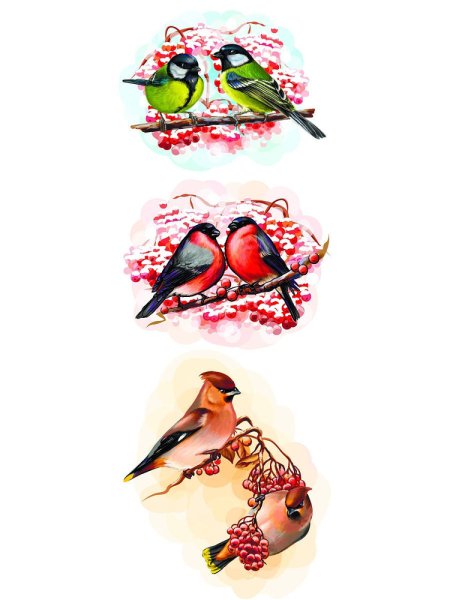 Новогодние наклейки Снегири