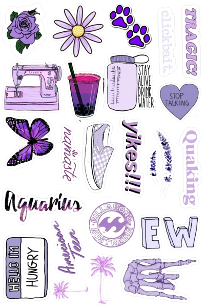 Наклейки для распечатки фиолетовые