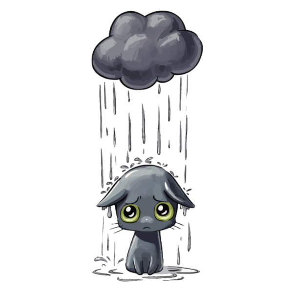 Грустный кот рисунок