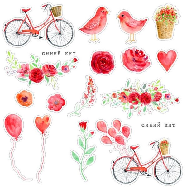 Акварельные наклейки растения