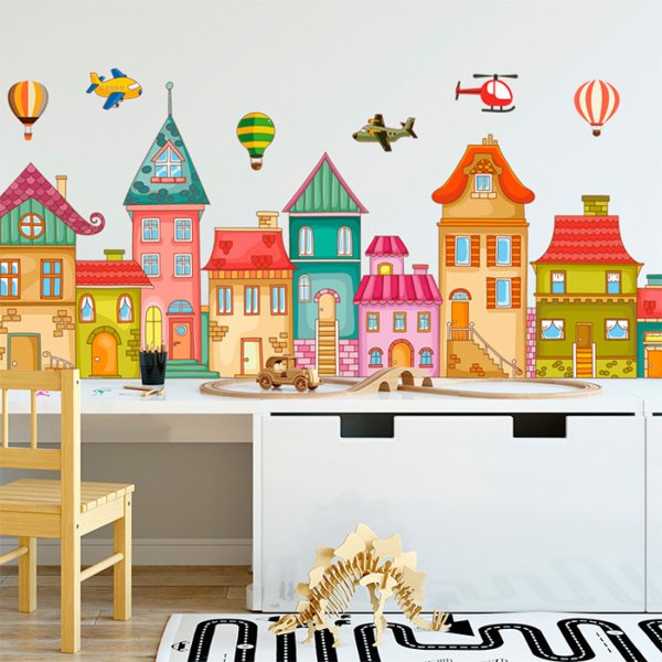 Наклейки на стену домики