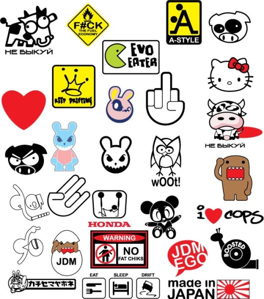 Много наклеек