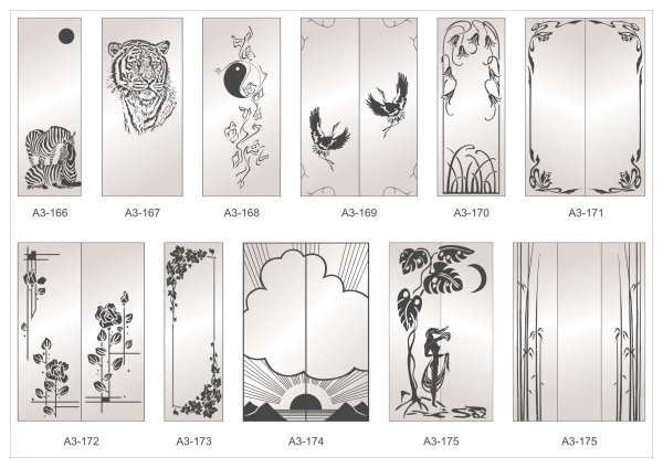 Рисунки на стекле зеркальном пескоструем