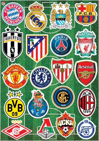 Наклейки футбольных команд