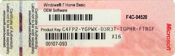 Наклейки Windows 7 Pro ключ продукта