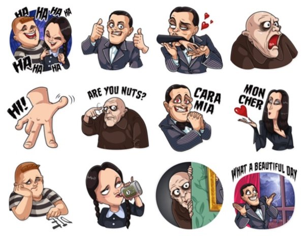 Семейка Аддамс Стикеры телеграмм