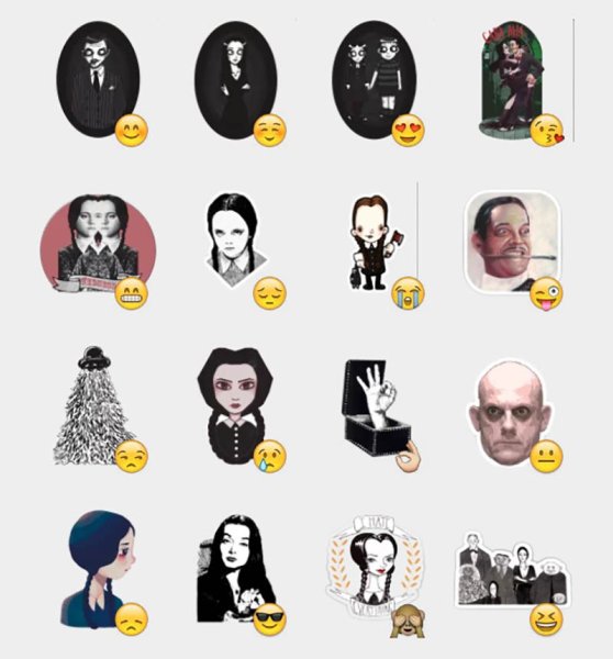 Семейка Аддамс Стикеры телеграмм