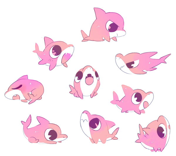 Наклейка розовая акула