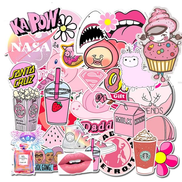 Наклейки в розовом стиле