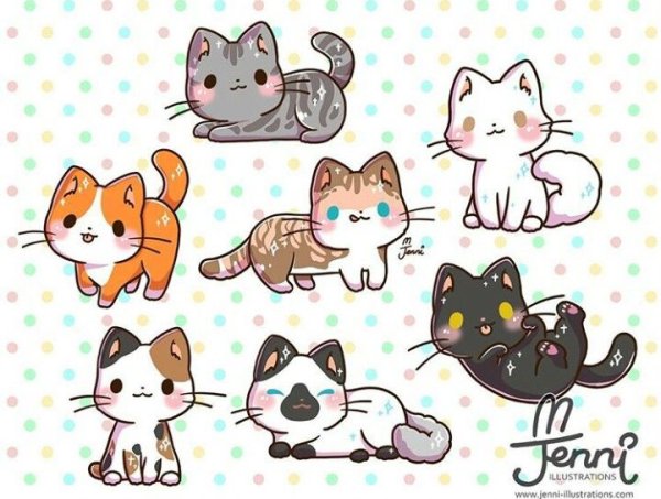 Кавайные наклейки котиков
