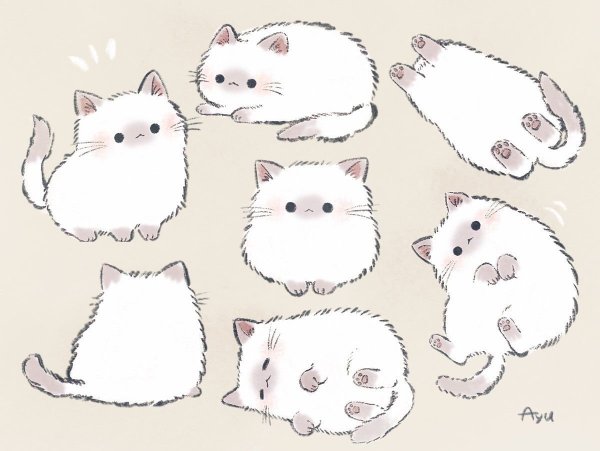 Скетчи милых котиков