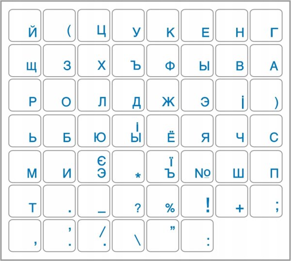 Наклейки на клавиатуру с подсветкой QWERTY 14x14 mm