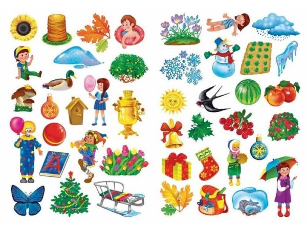 Времена года с наклейками