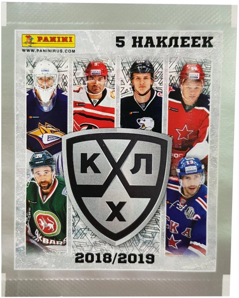 Panini бокс с наклейками КХЛ сезон 11 2018-19, 50 пакетиков