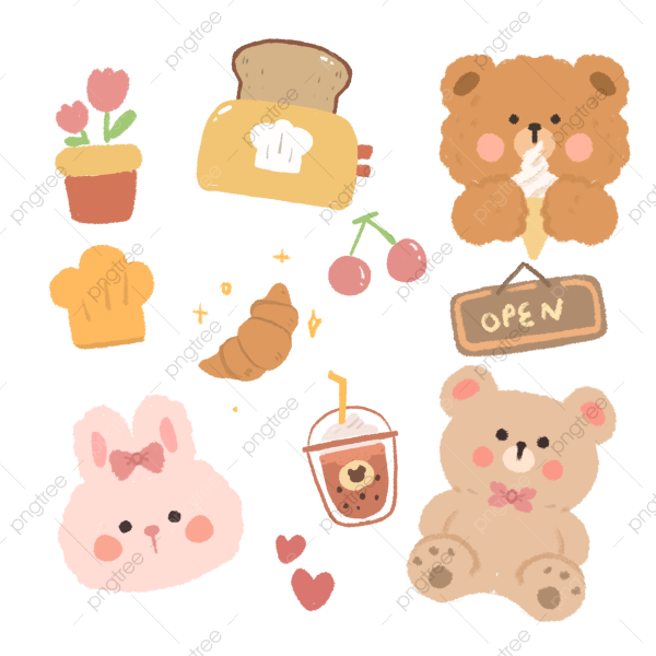 Мишки наклейки милые корейские