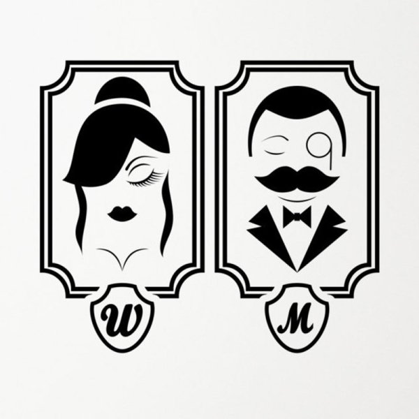 Наклейка на дверь туалета