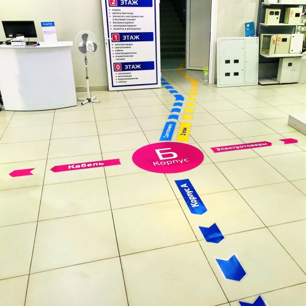 Напольные наклейки указатели