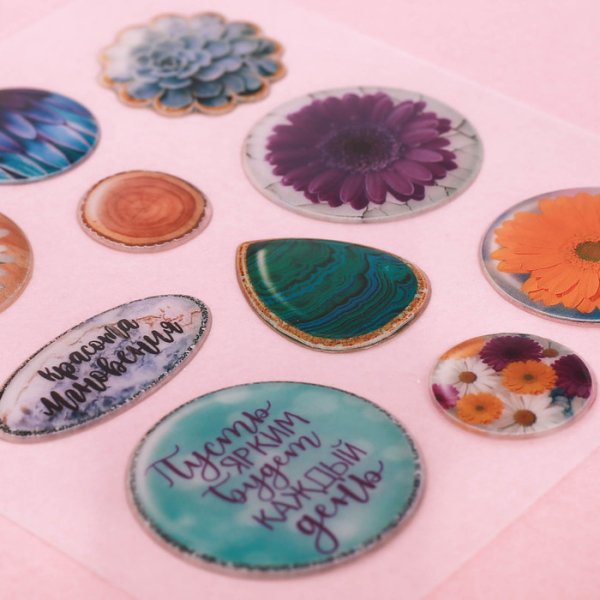 Объемные наклейки из эпоксидной смолы