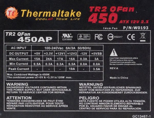 Блок питания Thermaltake tr2 QFAN 500w