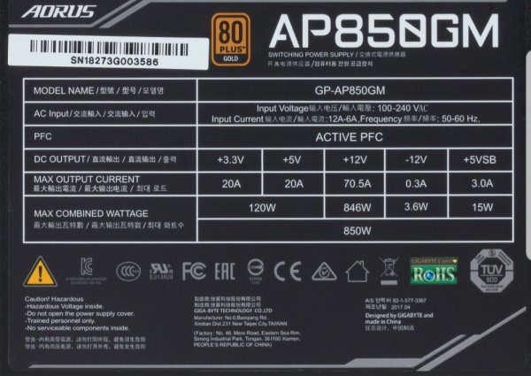 P850w 80+ Gold Modular