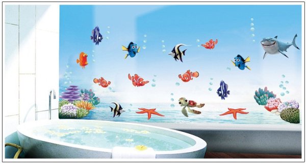 Наклейки рыбки в ванную комнату