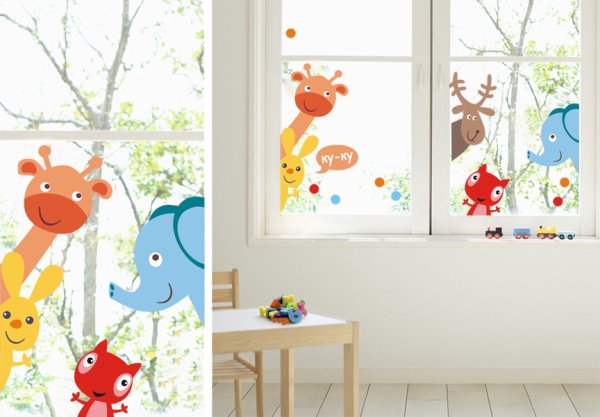 Рекламные наклейки на окна для детского сада