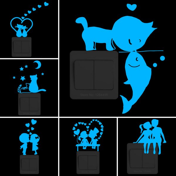 Фосфорицирующие наклейки на выключатели