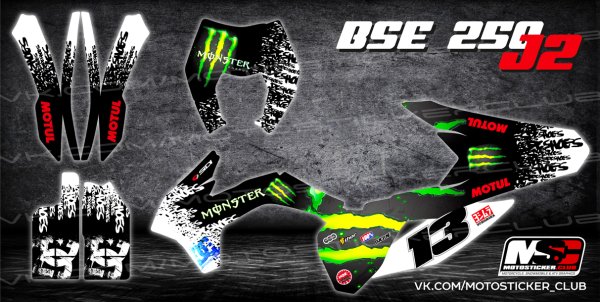 Наклейки BSE j2 на мотоцикле