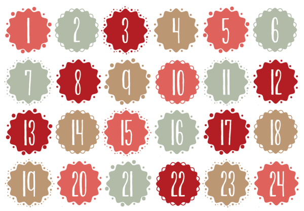 Наклейки цифры для адвент календаря