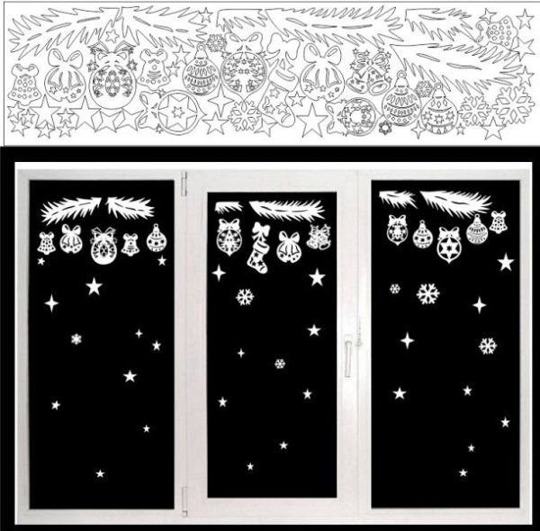 Макеты новогодних наклеек на окна