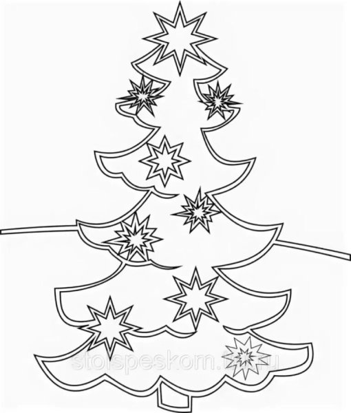 Трафарет на окно новый год елка